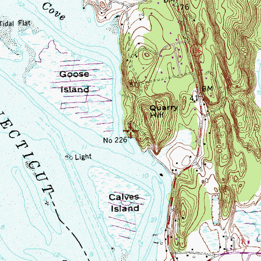 Topographic Map of Lord Creek, CT