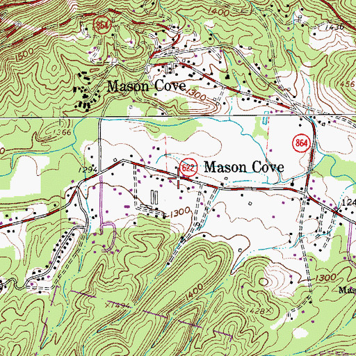 Topographic Map of Roanoke County Fire and Rescue Station 10 - Mason Cove Fire Company, VA