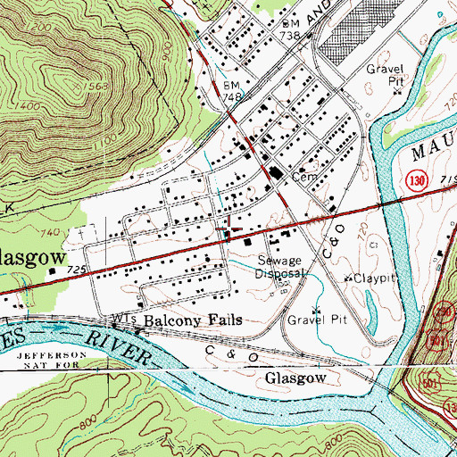 Topographic Map of Glasgow Volunteer Fire Department, VA