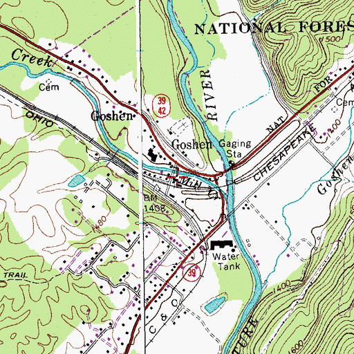 Topographic Map of Goshen Volunteer Fire Department, VA