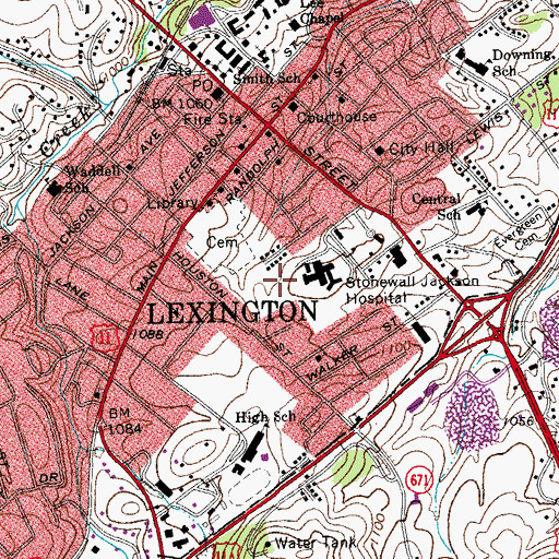 Topographic Map of Lexington Rescue Squad Rescue 1, VA