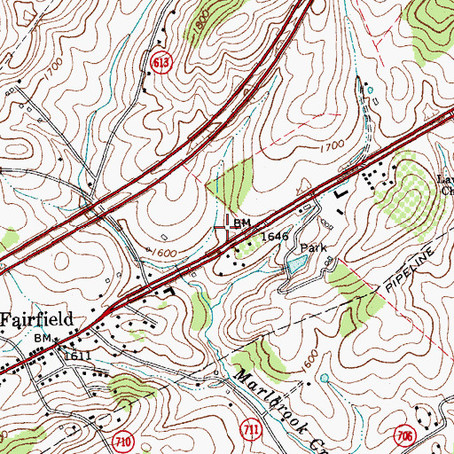 Topographic Map of Fairfield Rescue Squad Rescue 7, VA