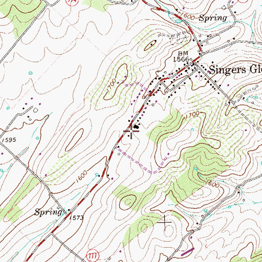 Topographic Map of Singers Glen Volunteer Fire Company, VA