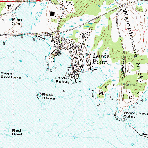 Topographic Map of Lords Point, CT