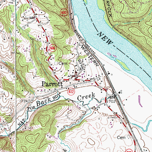 Topographic Map of Twin Community Volunteer Fire Department, VA