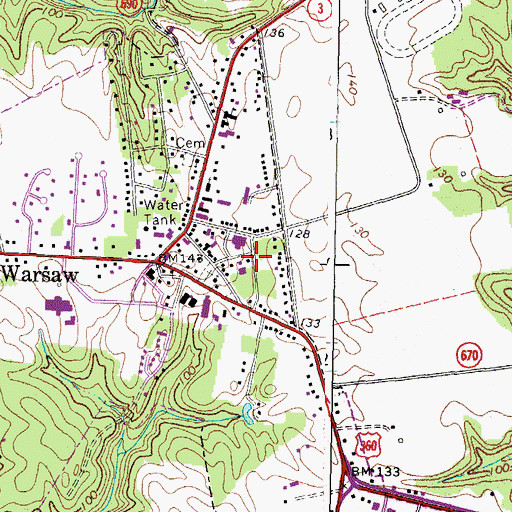 Topographic Map of Richmond County Volunteer Fire Department Station 1, VA