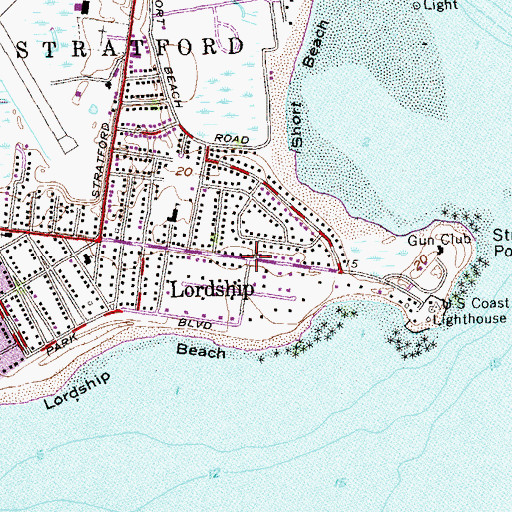 Topographic Map of Lordship, CT