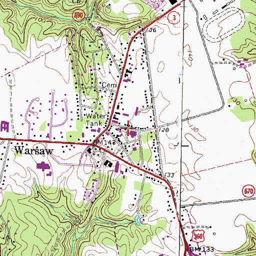 Topographic Map of Warsaw Police Department, VA