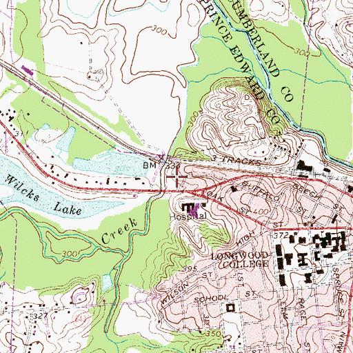 Topographic Map of Farmville Volunteer Fire Department, VA