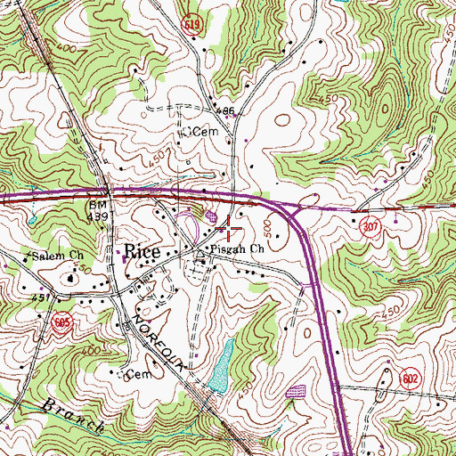 Topographic Map of Rice Volunteer Fire Department, VA