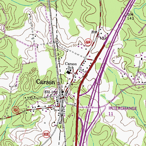 Topographic Map of Carson Volunteer Fire Department - Company 3, VA