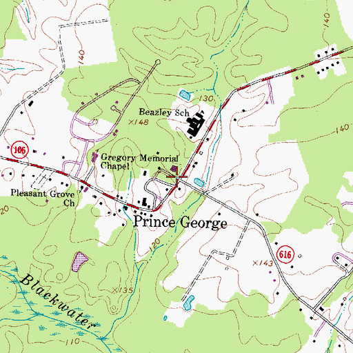Topographic Map of Prince George Emergency Crew, VA