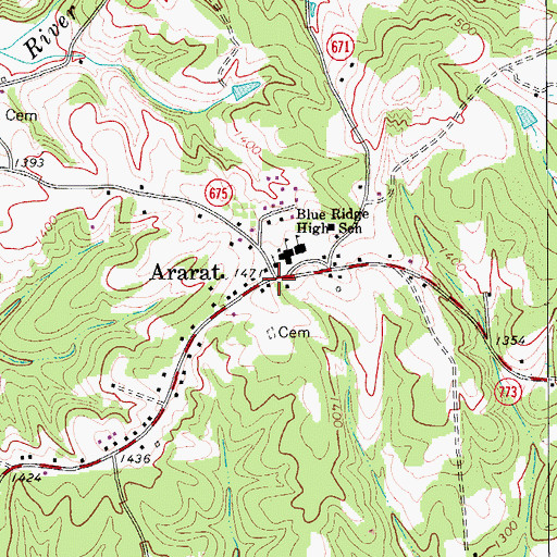 Topographic Map of Ararat Volunteer Fire Department Station A Headquarters, VA