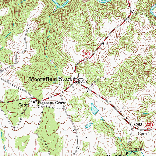 Topographic Map of Moorefield Store Volunteer Fire Department, VA