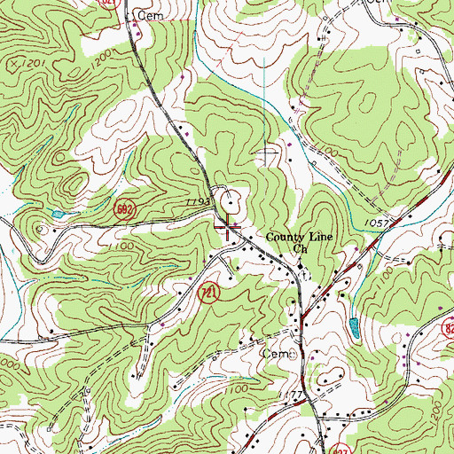 Topographic Map of Patrick - Henry Volunteer Fire Department, VA