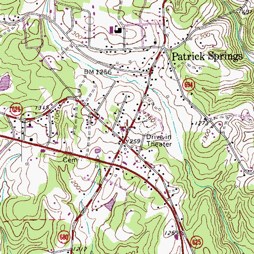 Topographic Map of Patrick Spring Volunteer Fire Department, VA
