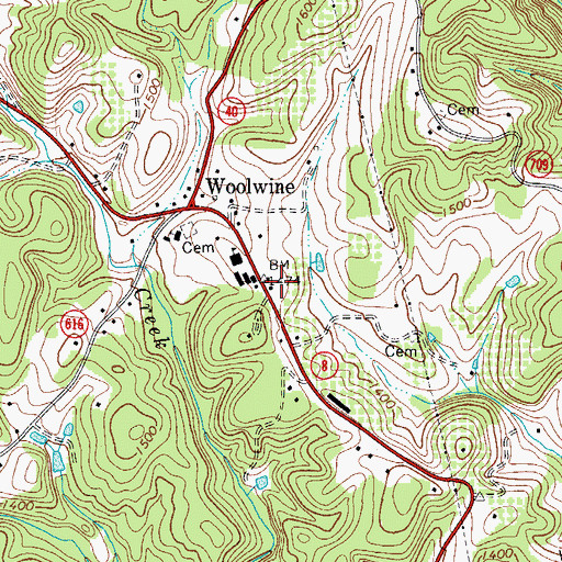 Topographic Map of Woolwine Volunteer Fire Department, VA