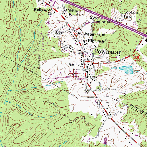 Topographic Map of Powhatan County Volunteer Rescue Squad, VA