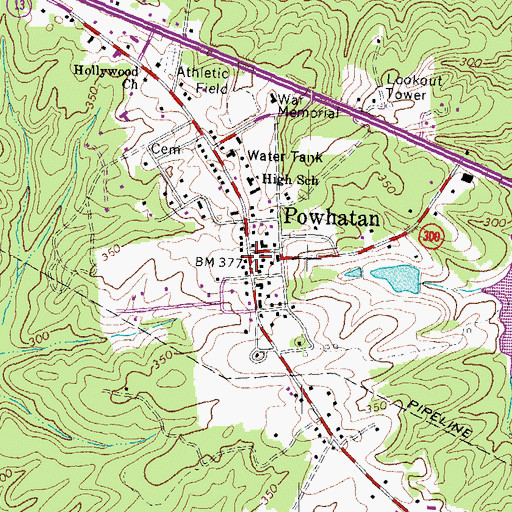 Topographic Map of Powhatan County Sheriff's Office, VA