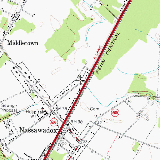 Topographic Map of Northampton Fire and Rescue, VA