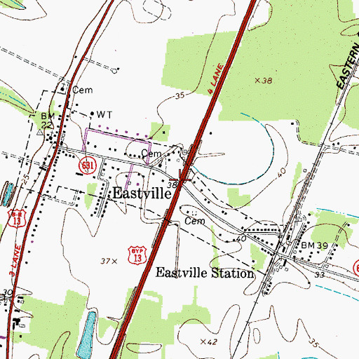 Topographic Map of Northampton County Sheriff's Office, VA