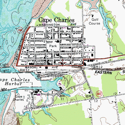 Topographic Map of Cape Charles Police Department, VA