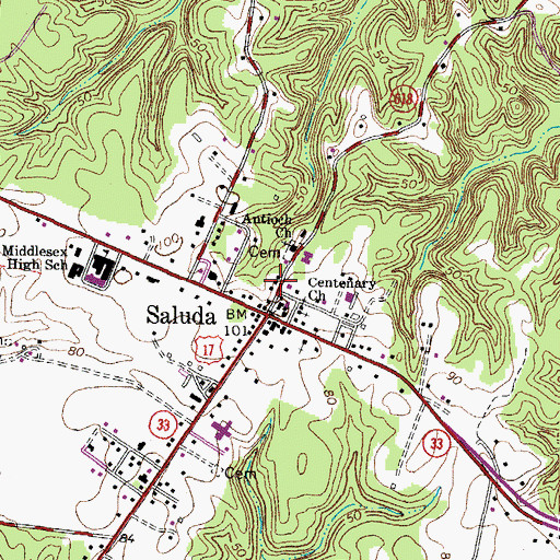 Topographic Map of Middlesex County Sheriff's Office, VA