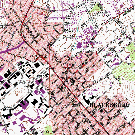 Topographic Map of Blacksburg Volunteer Rescue Squad, VA