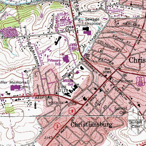 Topographic Map of Christiansburg Rescue Squad, VA