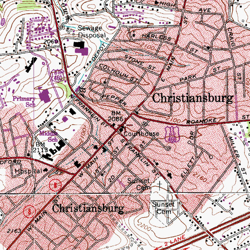 Topographic Map of Montgomery County Sheriff's Office, VA