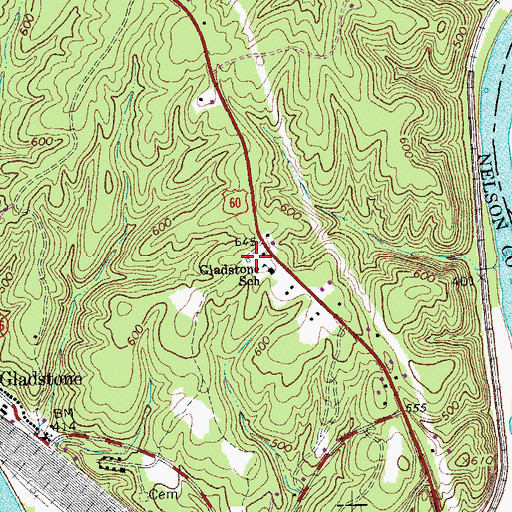 Topographic Map of Gladstone Volunteer Fire Department, VA