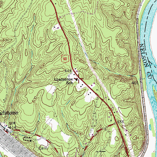 Topographic Map of Gladstone Rescue Squad, VA