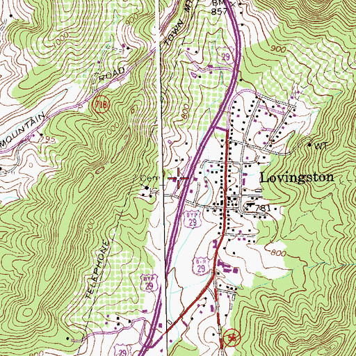 Topographic Map of Lovingston Volunteer Fire Department, VA