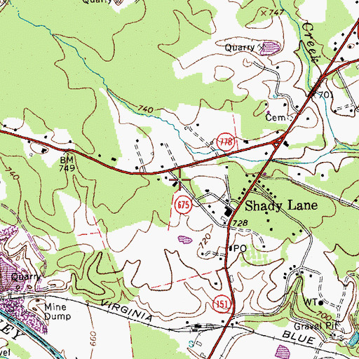 Topographic Map of Piney River Volunteer Fire Department, VA