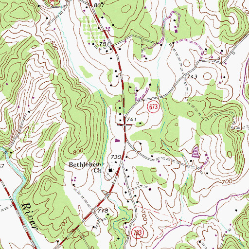 Topographic Map of Roseland Rescue Squad, VA