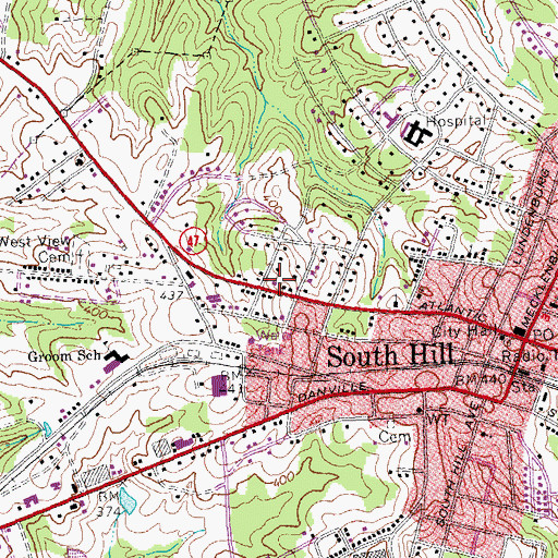 Topographic Map of Southside Rescue Squad, VA