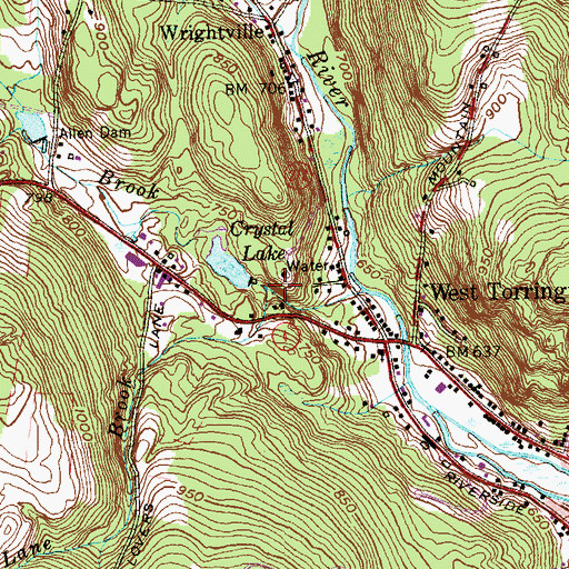 Topographic Map of Lovers Lane Brook, CT