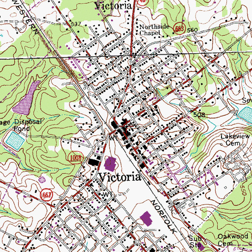 Topographic Map of Victoria Police Department, VA