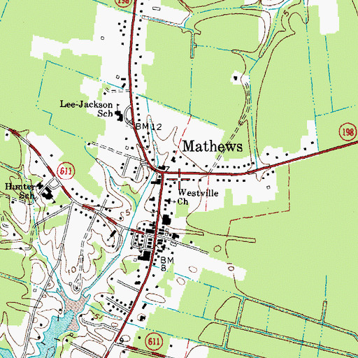 Topographic Map of Mathews County Sheriff's Office, VA