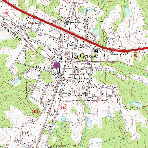 Topographic Map of La Crosse Volunteer Fire Department Company 5, VA