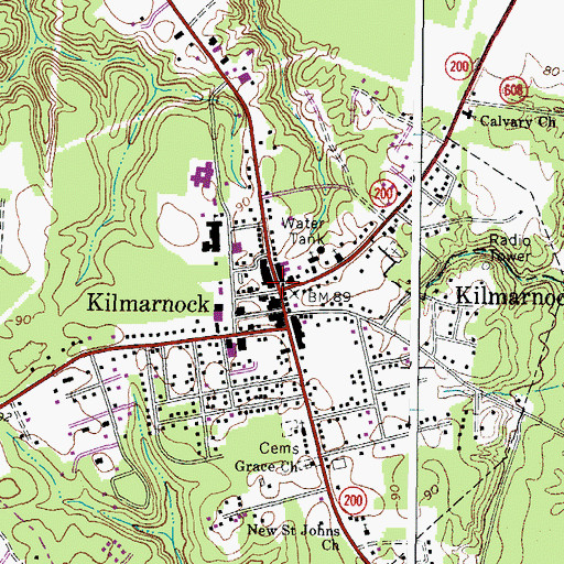 Topographic Map of Kilmarnock Police Department, VA