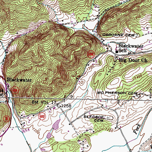 Topographic Map of Blackwater Volunteer Fire Company, VA
