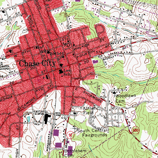 Topographic Map of Chase City Rescue Squad, VA