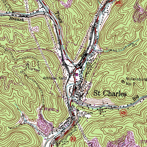 Topographic Map of Saint Charles Volunteer Fire Department, VA