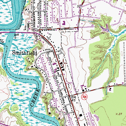 Topographic Map of Smithfield Police Department, VA