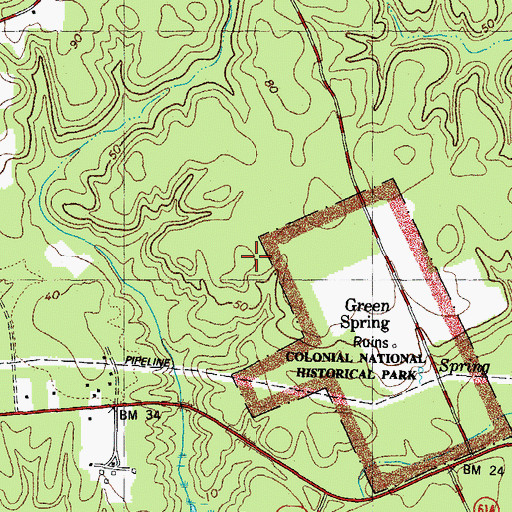 Topographic Map of James City County Fire Department / Ambulance Station 5, VA