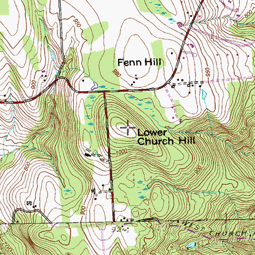Topographic Map of Lower Church Hill, CT