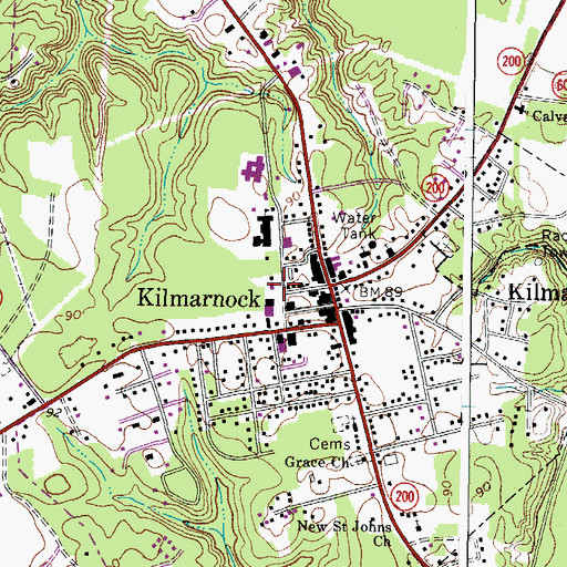 Topographic Map of Kilmarnock Volunteer Fire Department, VA