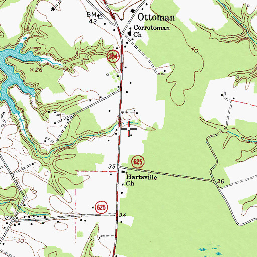 Topographic Map of Upper Lancaster Volunteer Fire Department Station 2, VA