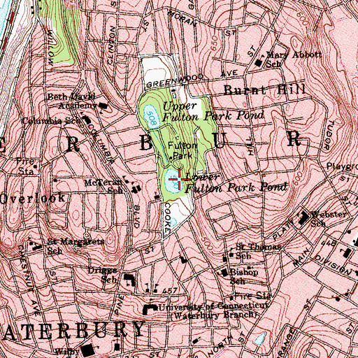 Topographic Map of Lower Fulton Park Pond, CT